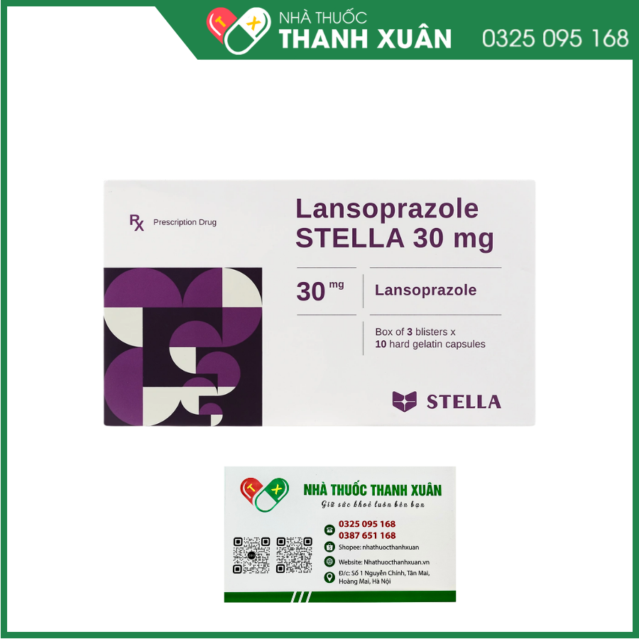Lansoprazole STELLA 30mg trị loét dạ dày, trào ngược dạ dày, thực quản
